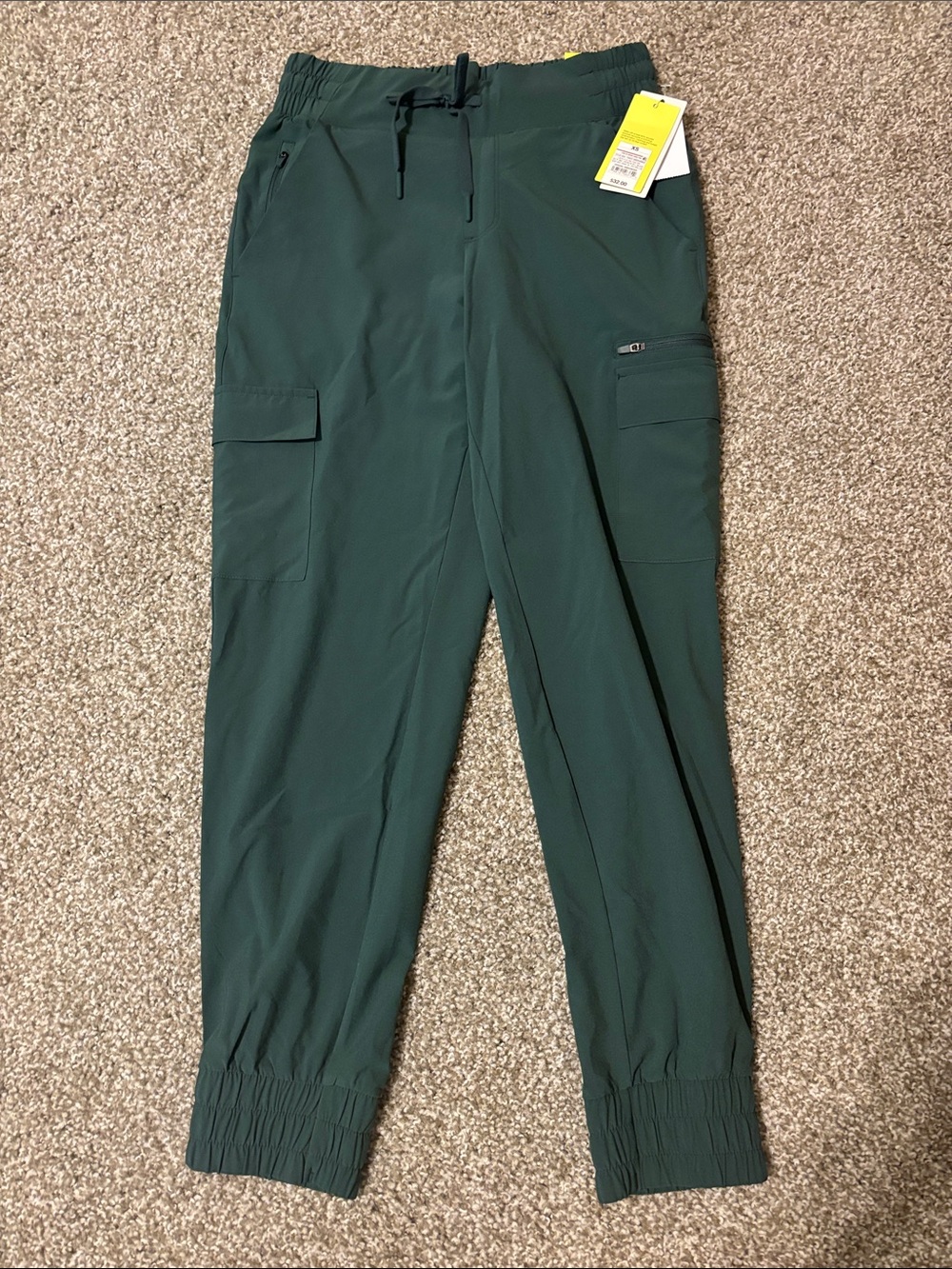 Dark Green Cargo Jogger Pants